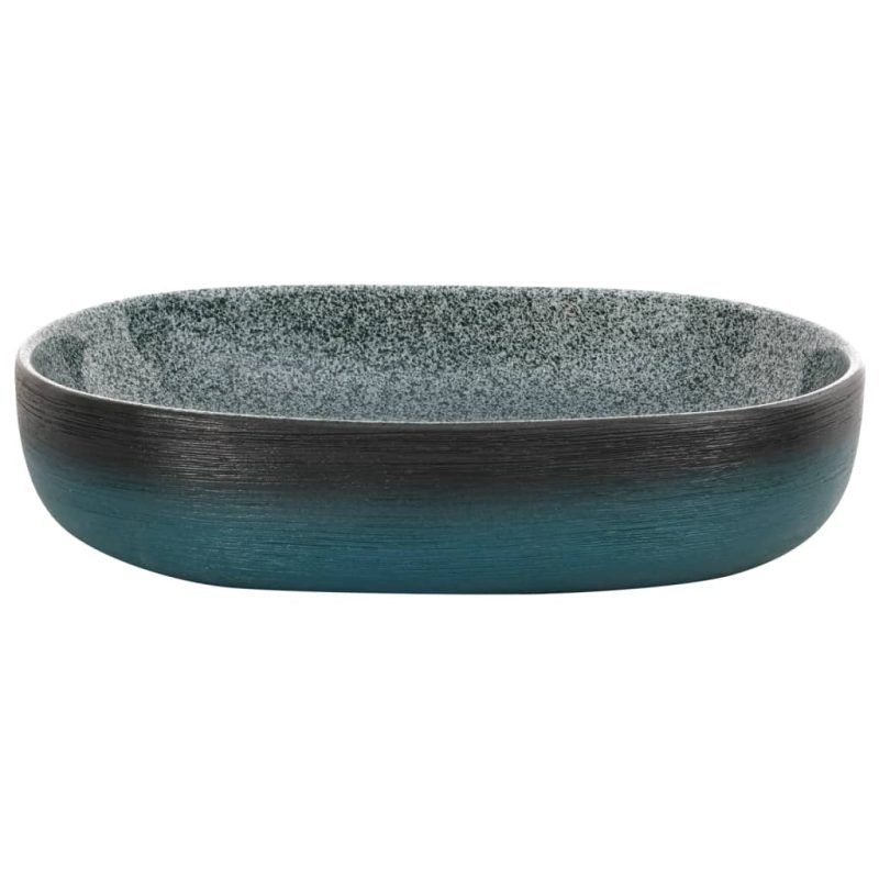 Nadgradni umivaonik tirkizni ovalni 59x40x14 cm keramički - Slika 4