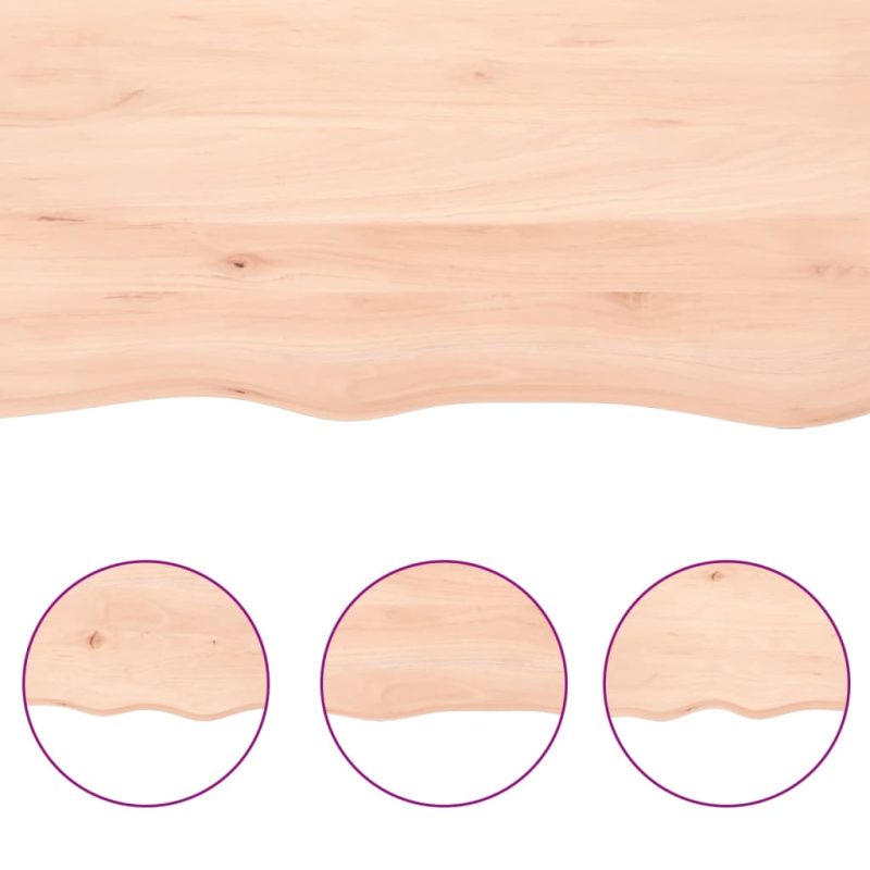 Zidna polica 140 x 30 x (2-4) cm neobrađena masivna hrastovina - Slika 4