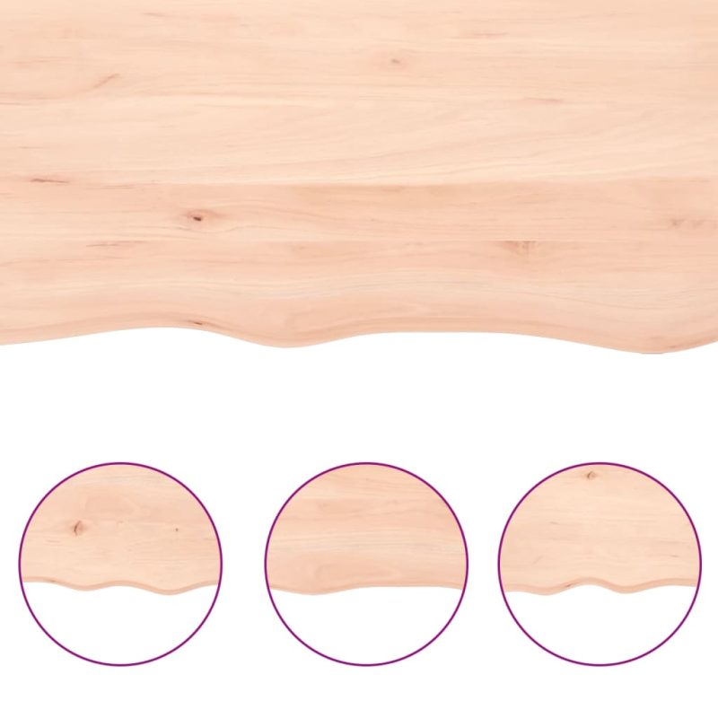 Zidna polica 160x40x(2-6) cm neobrađena masivna hrastovina - Slika 4