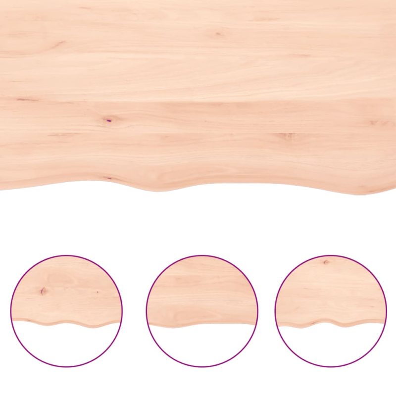Zidna polica 180 x 30 x (2-6) cm neobrađena masivna hrastovina - Slika 4