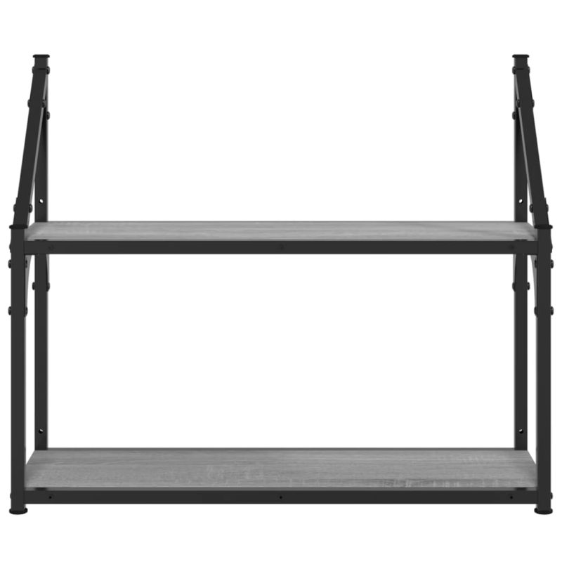 Zidna polica s 2 razine sivog hrasta sonome 60x21x51 cm drvena - Slika 4