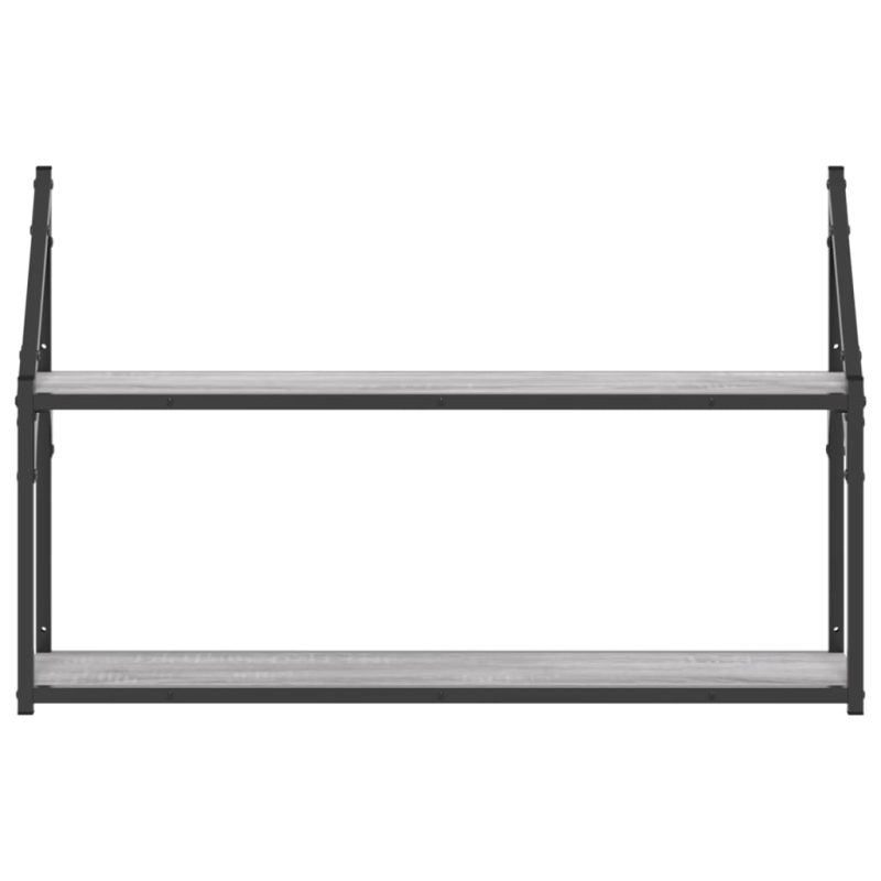 Zidna polica s 2 razine sivog hrasta sonome 80x21x51 cm drvena - Slika 4