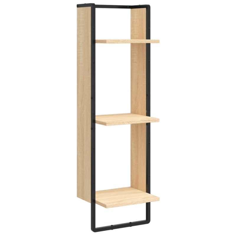 Zidna polica s 3 razine Boja hrasta 30x25x100 cm drvena