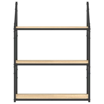 Zidna polica s 3 razine dimljenog hrasta 60x21x78
