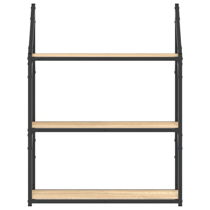 Zidna polica s 3 razine dimljenog hrasta 60x21x78