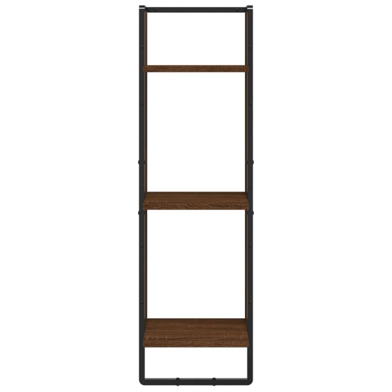 Zidna polica s 3 razine smeđa boja hrasta 30x25x100 cm drvena - Slika 4