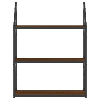 Zidna polica s 3 razine smeđa boja hrasta 60x21x78
