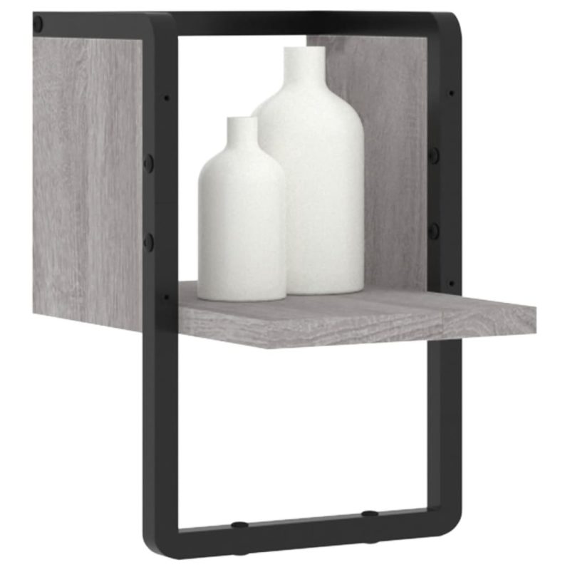 Zidna polica s prečkom boja hrasta sonome 20 x 25 x 30 cm - Slika 3