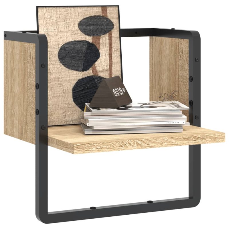 Zidna polica s prečkom boja hrasta sonome 30 x 25 x 30 cm - Slika 3