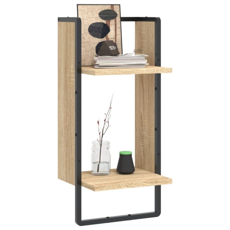Zidna polica s prečkom boja hrasta sonome 30x25x65 cm - Slika 3
