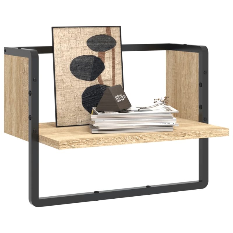 Zidna polica s prečkom boja hrasta sonome 40x25x30 cm - Slika 3