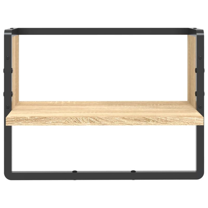 Zidna polica s prečkom boja hrasta sonome 40x25x30 cm - Slika 4