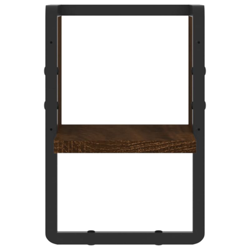 Zidna polica s prečkom boja smeđeg hrasta 20x25x30 cm - Slika 4