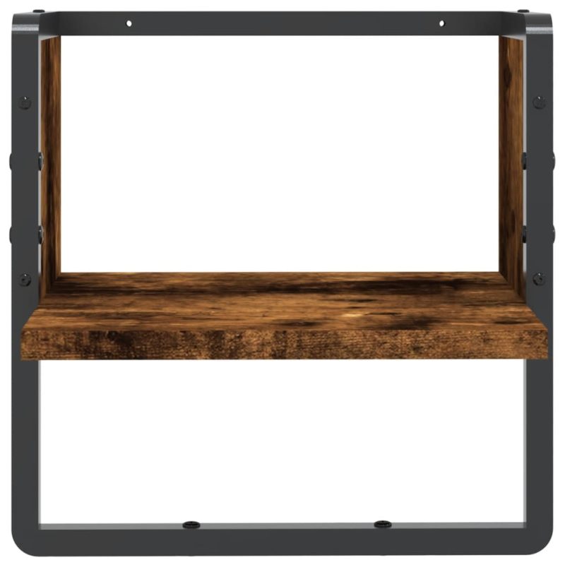 Zidna polica s prečkom dimljena boja hrasta 30 x 25 x 30 cm - Slika 4