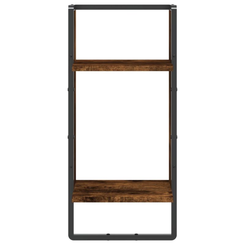 Zidna polica s prečkom dimljena boja hrasta 30x25x65 cm - Slika 4