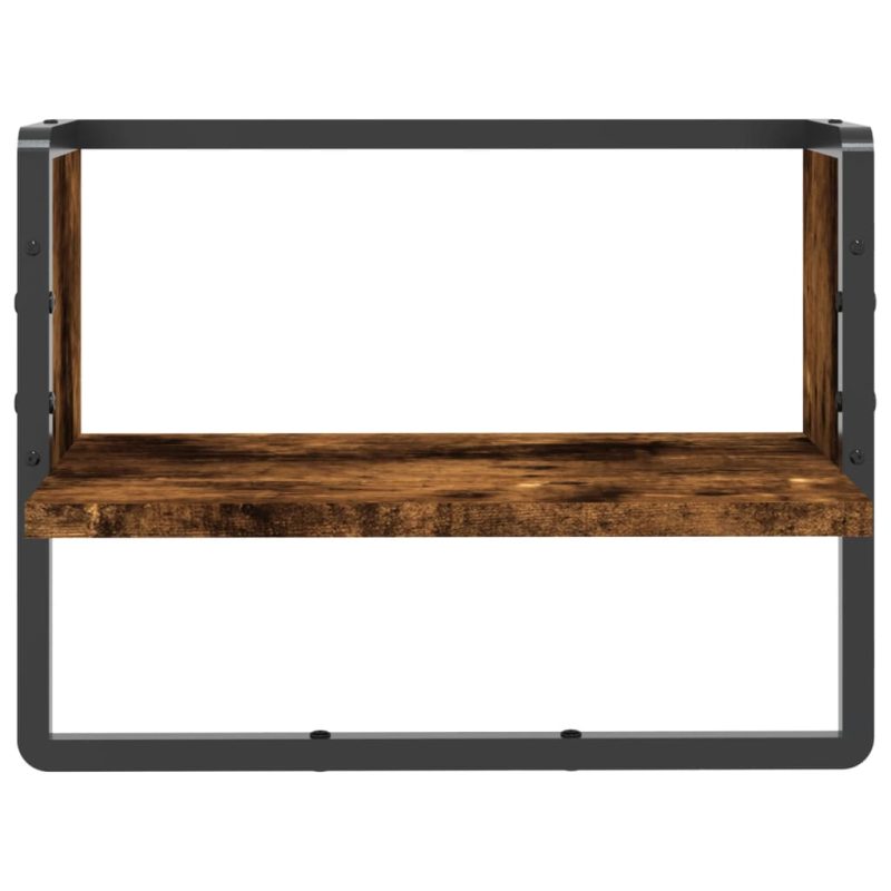 Zidna polica s prečkom dimljena boja hrasta 40x25x30 cm - Slika 4