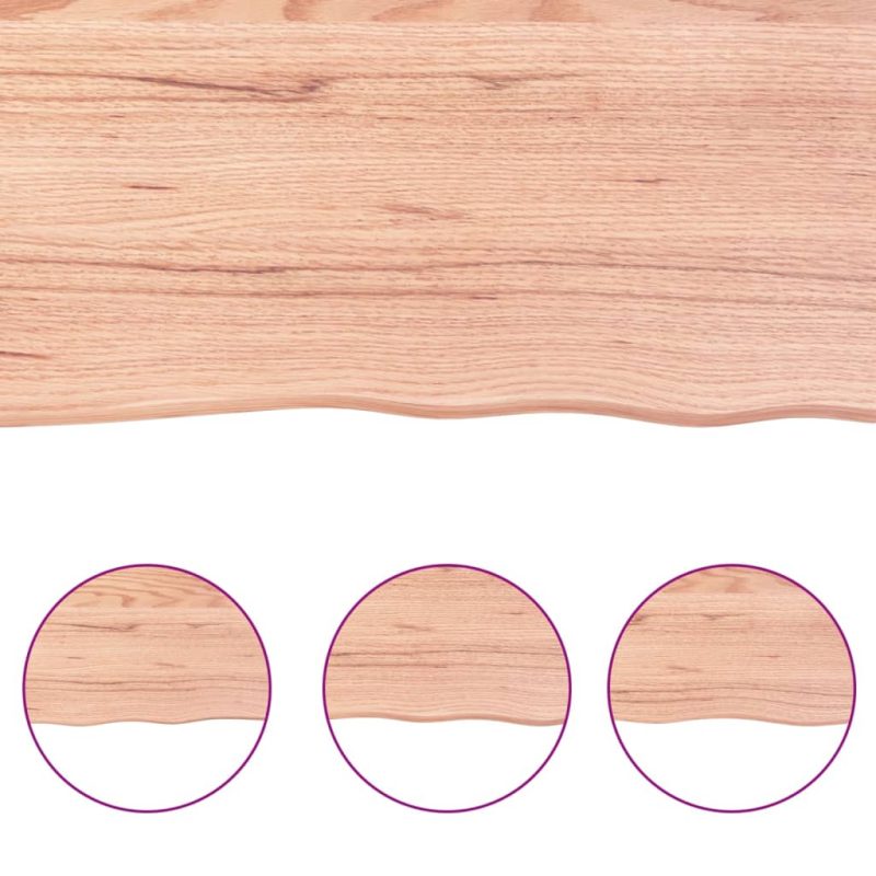 Zidna polica svjetlosmeđa 200x30x(2-4) cm obrađena hrastovina - Slika 4