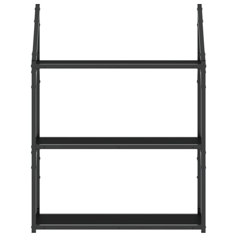 Zidne police s 3 razine crne 60x21x78