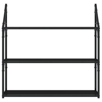 Zidne police s 3 razine crne 80x21x78