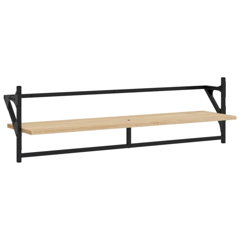 Zidne police s prečkama 2 kom boja hrasta sonome 100x25x30 cm - Slika 4