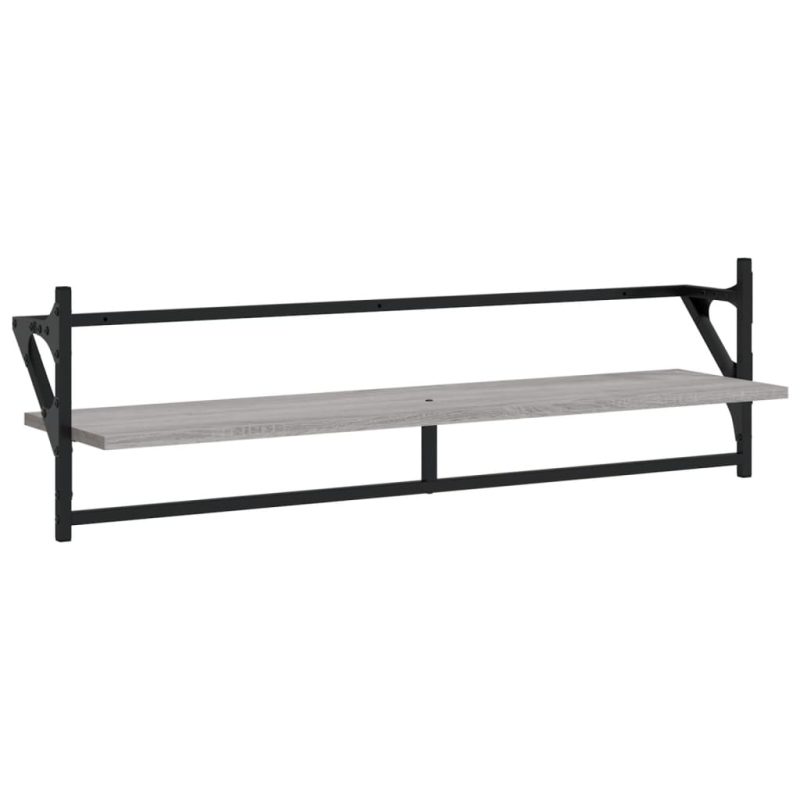 Zidne police s prečkama 2 kom boja hrasta sonome 100x25x30 cm - Slika 4