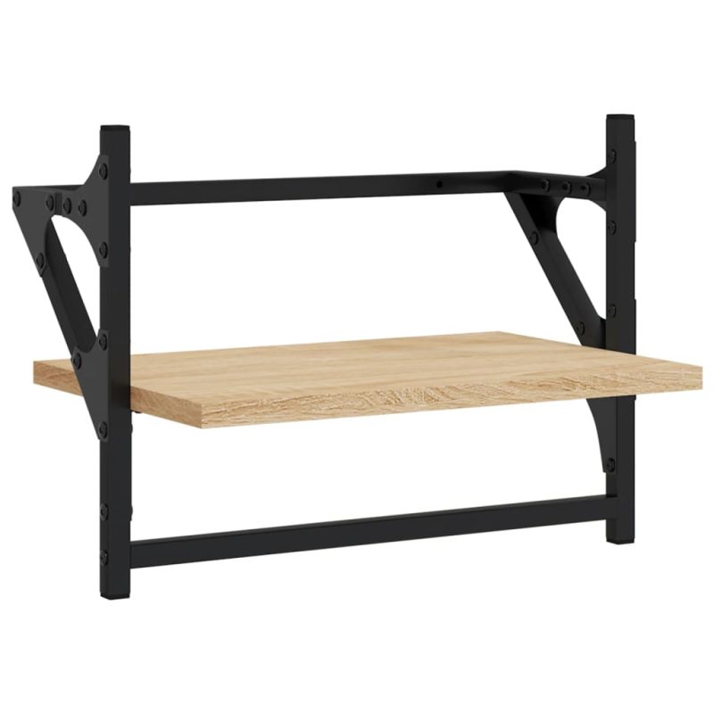 Zidne police s prečkama 2 kom boja hrasta sonome 40x25x30 cm - Slika 4