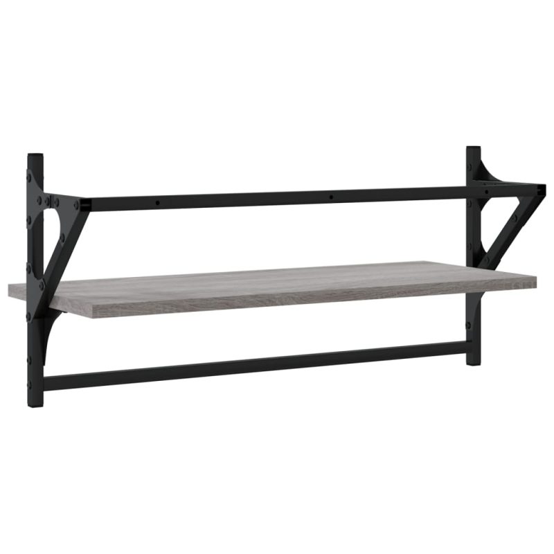 Zidne police s prečkama 2 kom boja hrasta sonome 65x25x30 cm - Slika 4