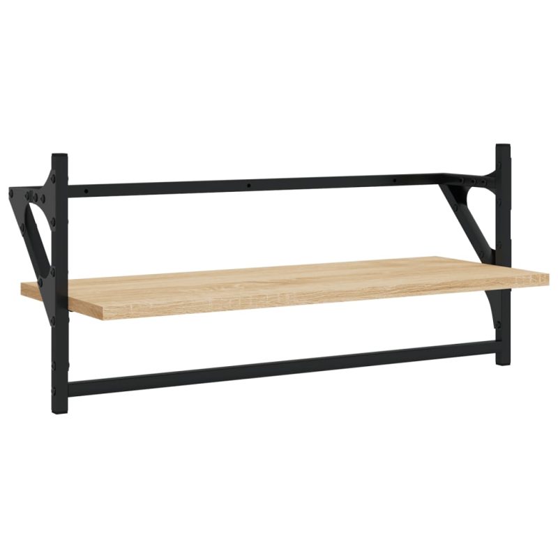Zidne police s prečkama 2 kom boja hrasta sonome 65x25x30 cm - Slika 4