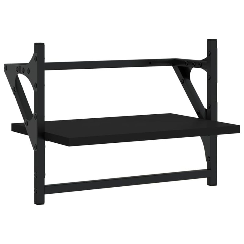 Zidne police s prečkama 2 kom crne 40x25x30 cm - Slika 4