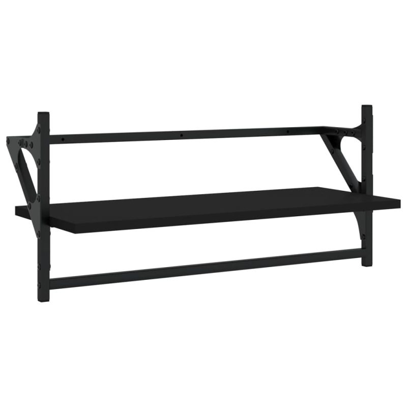 Zidne police s prečkama 2 kom crne 65 x 25 x 30 cm - Slika 4