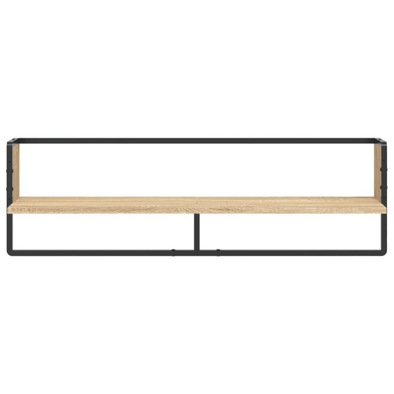 Zidna polica s prečkom boja hrasta sonome 100x25x30 cm - Slika 4
