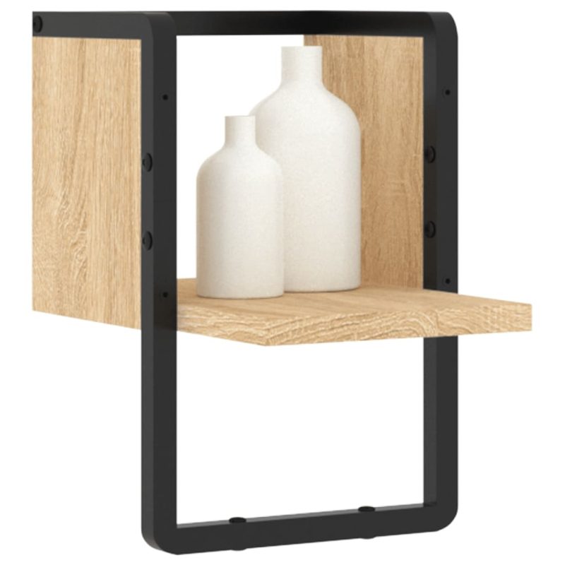 Zidna polica s prečkom boja hrasta sonome 20x25x30 cm - Slika 3