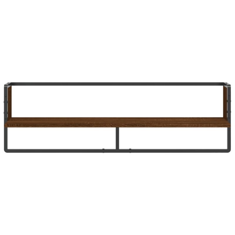 Zidna polica s prečkom boja smeđeg hrasta 100x25x30 cm - Slika 4