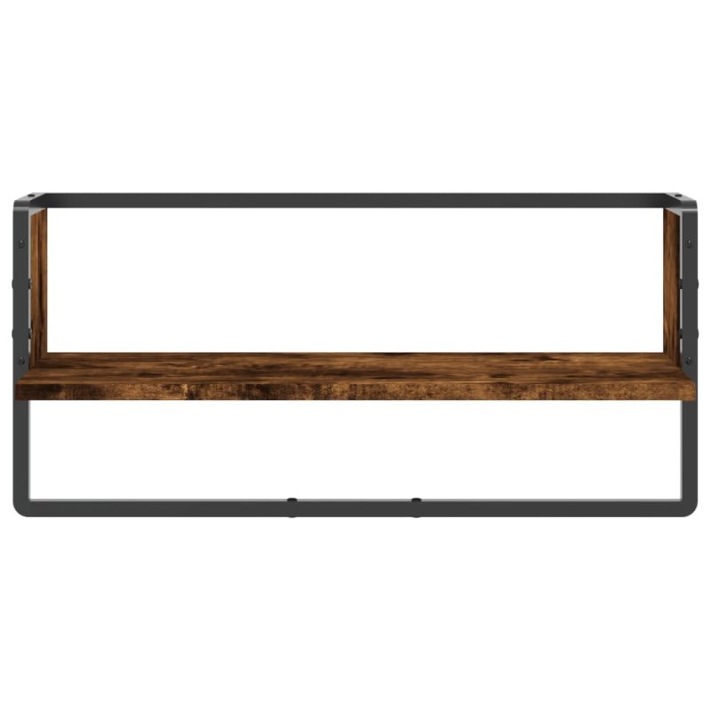 Zidna polica s prečkom dimljena boja hrasta 65x25x30 cm - Slika 4