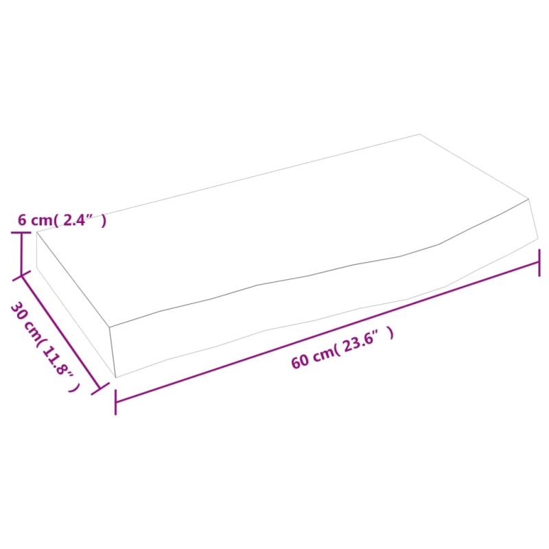 Zidna polica svjetlosmeđa 60x30x(2-6) cm obrađena hrastovina - Slika 4