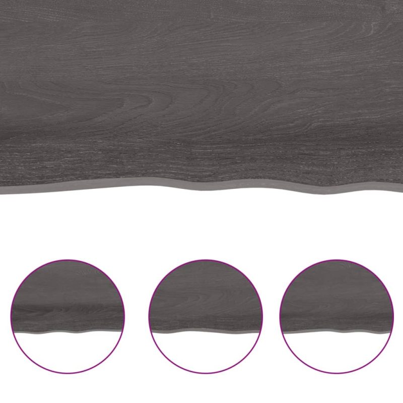 Zidna polica tamnosiva 180x30x(2-6) cm od obrađene hrastovine - Slika 4