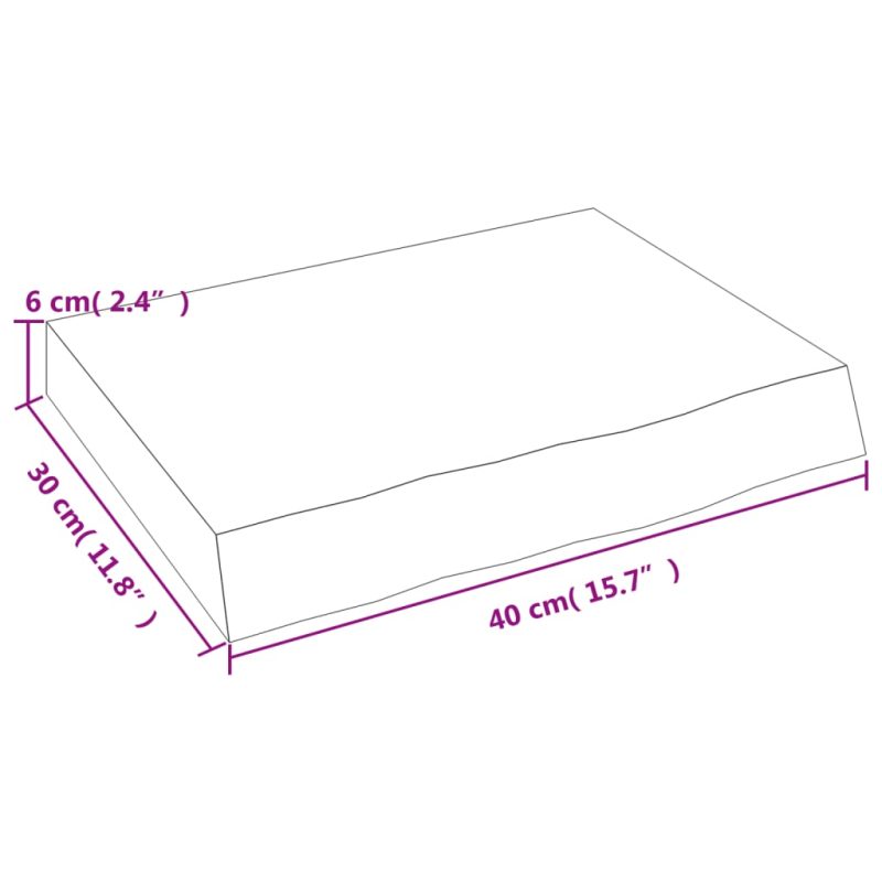 Zidna polica tamnosiva 40x30x(2-6) cm od obrađene hrastovine - Slika 4