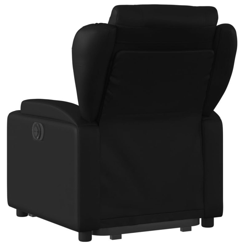 Naslonjač na podizanje od umjetne kože crni - Slika 4