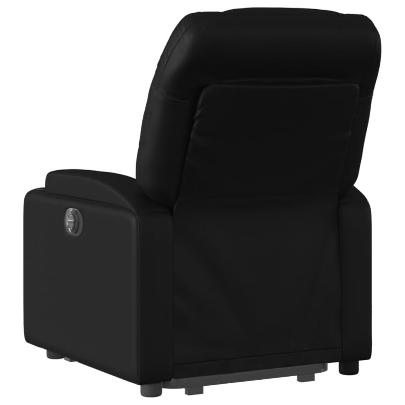 Naslonjač na podizanje od umjetne kože crni - Slika 4