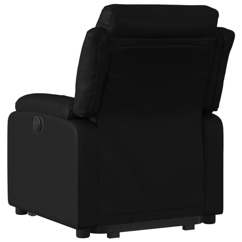 Naslonjač na podizanje od umjetne kože crni - Slika 4