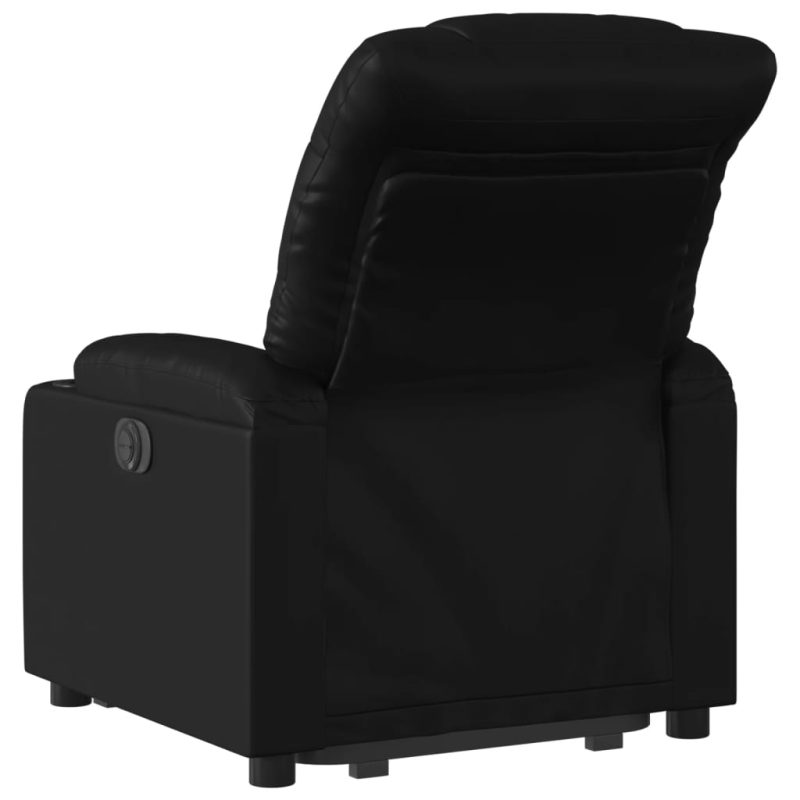 Naslonjač na podizanje od umjetne kože crni - Slika 4