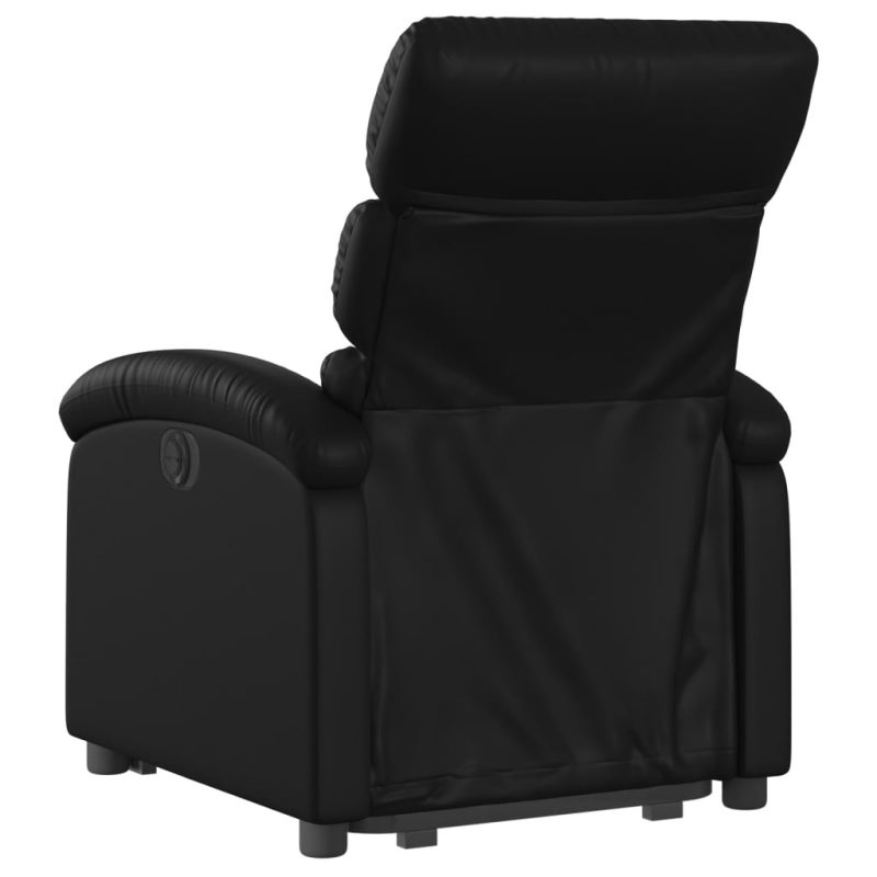 Naslonjač na podizanje od umjetne kože crni - Slika 4