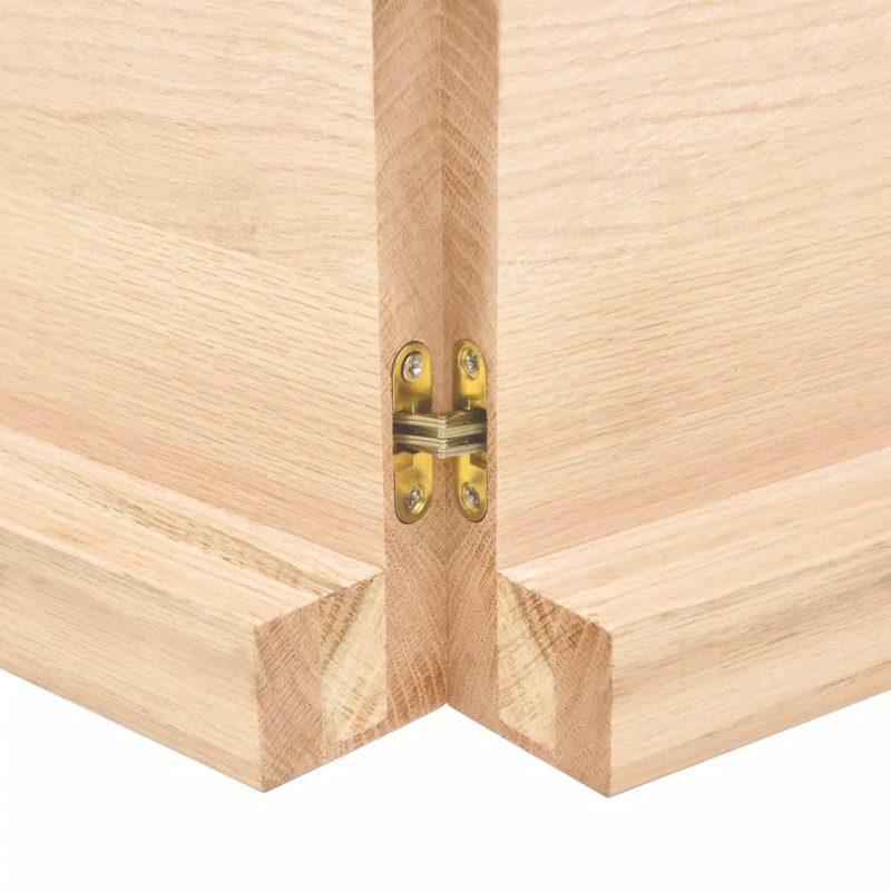 Zidna polica 120x40x(2-6) cm neobrađena masivna hrastovina - Slika 3