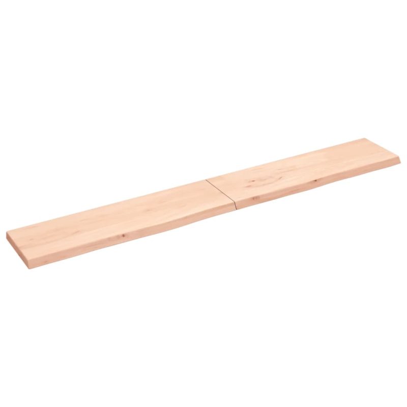 Zidna polica 220x30x(2-4) cm neobrađena masivna hrastovina