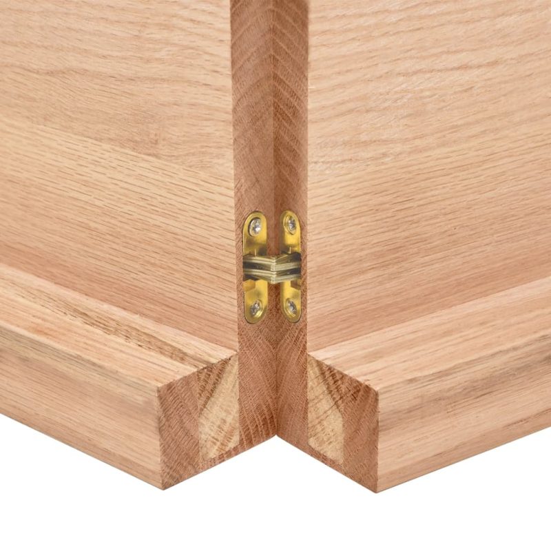 Zidna polica svjetlosmeđa 120x40x(2-6) cm obrađena hrastovina - Slika 3