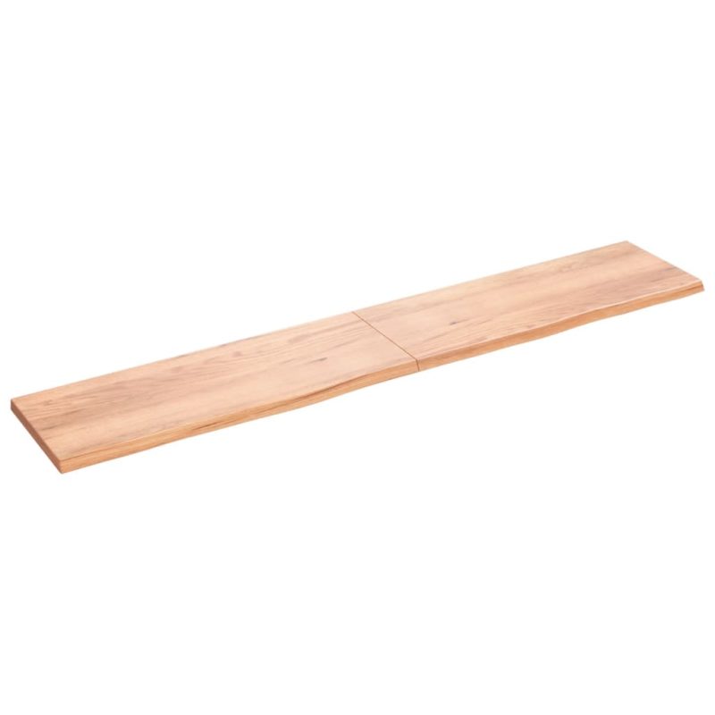 Zidna polica svjetlosmeđa 220x40x(2-4) cm obrađena hrastovina