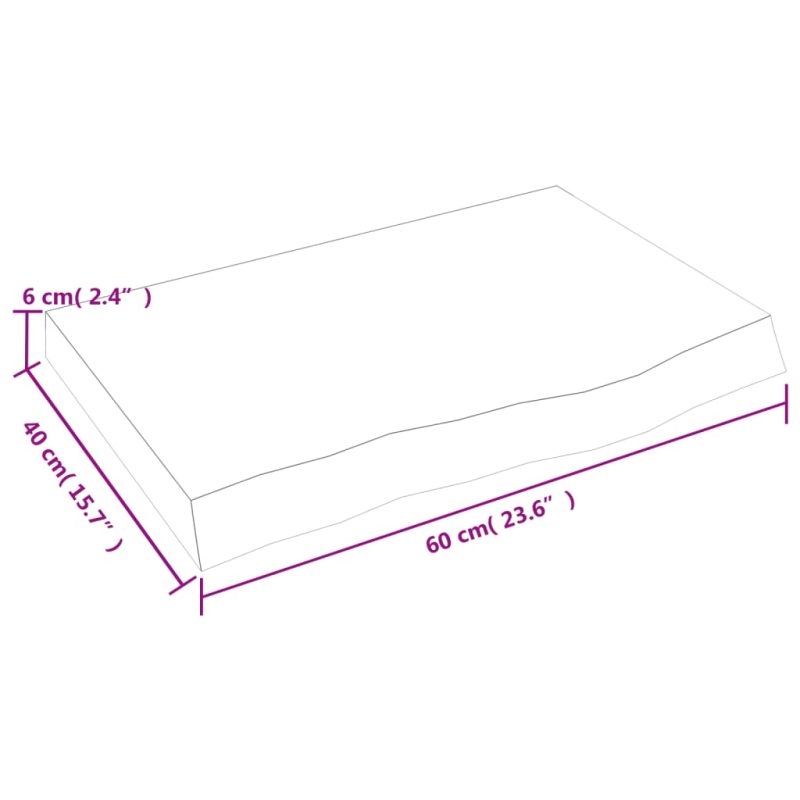 Zidna polica svjetlosmeđa 60x40x(2-6) cm obrađena hrastovina - Slika 4