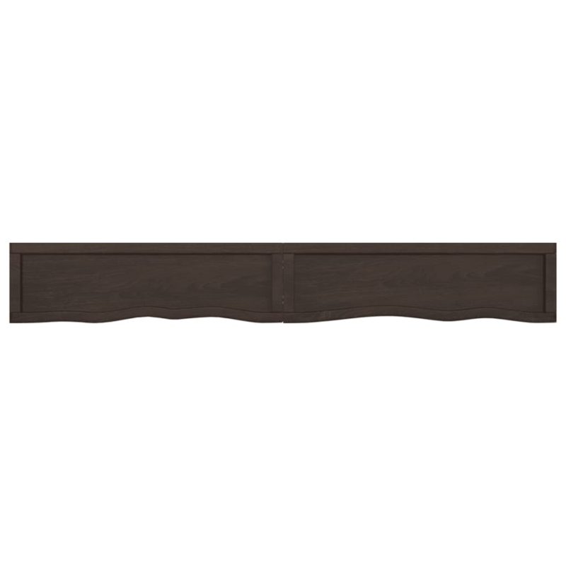 Zidna polica tamnosmeđa 200x30x(2-4) cm od obrađene hrastovine - Slika 3