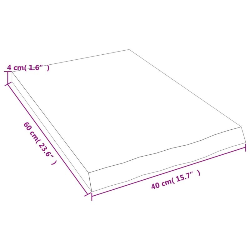 Zidna polica tamnosmeđa 40x60x(2-4) cm od obrađene hrastovine - Slika 4
