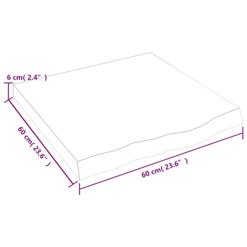 Zidna polica tamnosmeđa 60x60x(2-6) cm od obrađene hrastovine - Slika 4